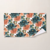 PixDezines H2 Tealgroene Roze Rozen Bad Handdoek (Handdoek)