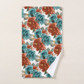 PixDezines H2 Tealgroene Roze Rozen Bad Handdoek (Handdoek)