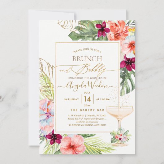 PixDezines H2 Tropisch paradise Brunch Bubble Kaart (Voorkant)