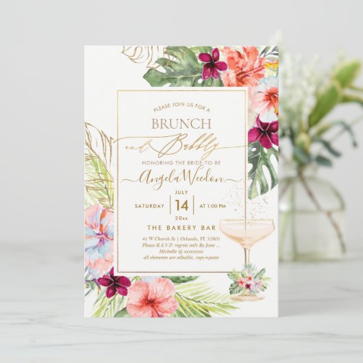 PixDezines H2 Tropisch paradise Brunch Bubble Kaart (Staand voorkant)