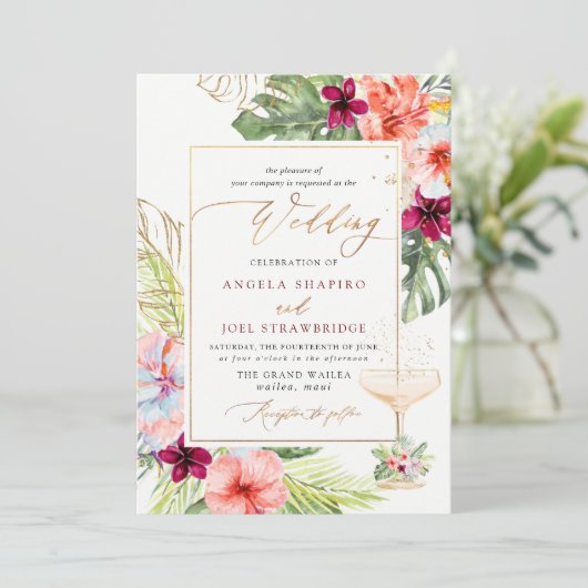 PixDezines H2 Tropisch paradise Brunch Bubble Kaart (Staand voorkant)