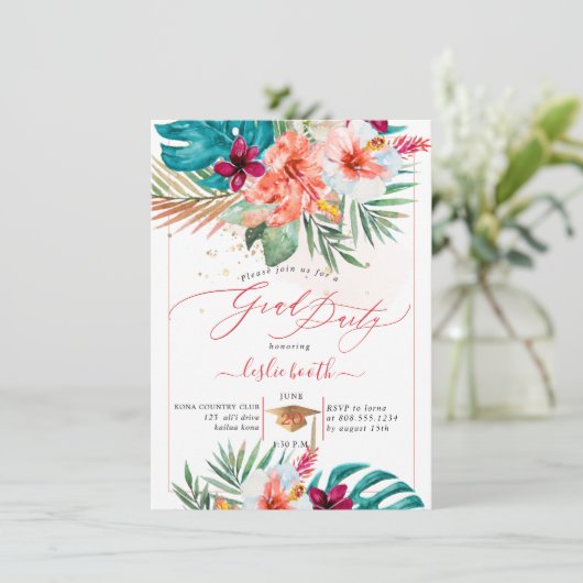 PixDezines H2 Tropisch Paradise Luau Afstuderen in Kaart (Staand voorkant)