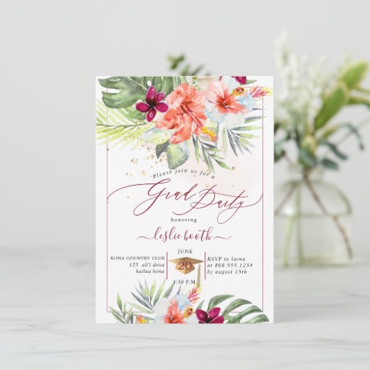 PixDezines H2 Tropisch Paradise Luau Afstuderen in Kaart (Staand voorkant)