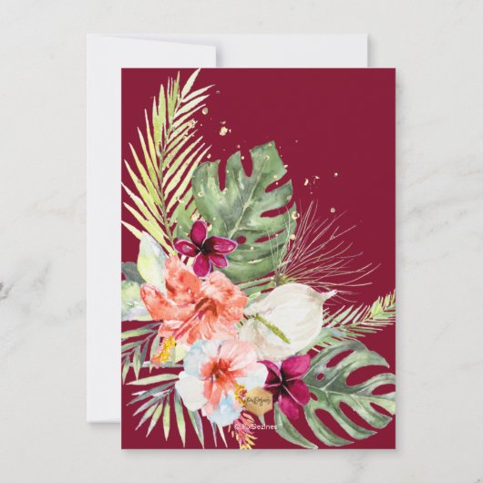 PixDezines H2 Tropisch Paradise Luau Afstuderen in Kaart (Achterkant)