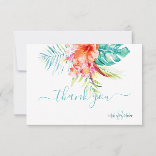 PixDezines H2 Tropische Bloemen+Loof Bedankkaart (Voorkant)