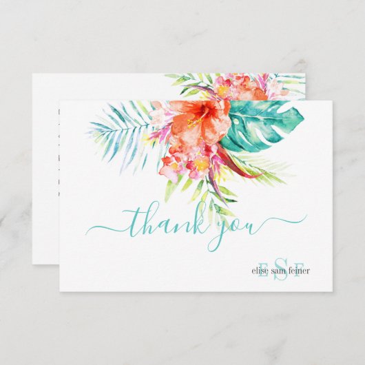 PixDezines H2 Tropische bloemen + olie Bedankkaart (Voorkant / Achterkant)