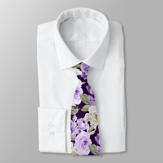 PixDezines H2 Violet Paarse Rozen Stropdas (Gebonden)