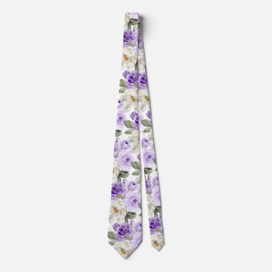 PixDezines H2 Violet Paarse Rozen Stropdas (Voorkant)