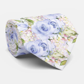 PixDezines H2 Zomer Blauwe Hyacint Rozen Hortensia Stropdas