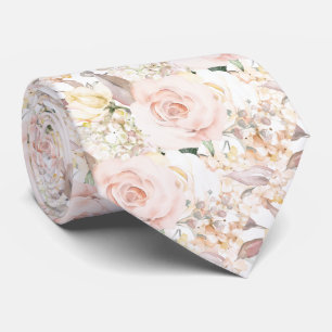 PixDezines H2 Zomer Blozende Crème Rozen Hortensia Stropdas