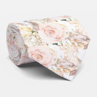 PixDezines H2 Zomer Blozende Crème Rozen Hortensia Stropdas