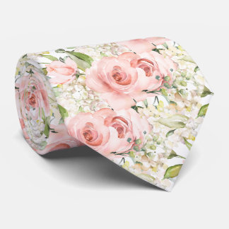 PixDezines H2 Zomer Blozende Roze Rozen Hortensia Stropdas