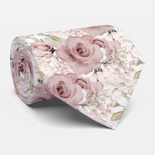 PixDezines H2 Zomer Stof Roze Rozen Hortensia Stropdas