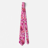 PixDezines H2 Zomerbloemen Heet Roze Stropdas (Voorkant)