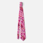 PixDezines H2 Zomerbloemen Heet Roze Stropdas (Achterkant)