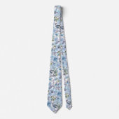 PixDezines H2 Zomerbloemen Stof Blauwe Tinten Stropdas (Voorkant)