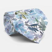 PixDezines H2 Zomerbloemen Stof Blauwe Tinten Stropdas (Opgerold)