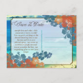 PixDezines hanauma bay/datum opslaan Aankondigingskaart (Achterkant)