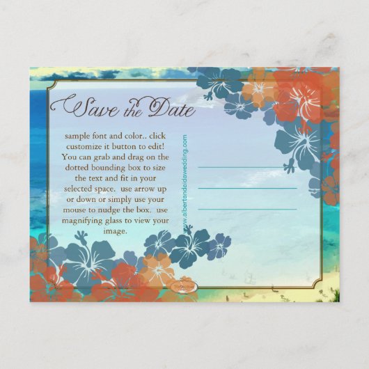 PixDezines hanauma bay/datum opslaan Aankondigingskaart (Achterkant)