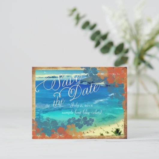 PixDezines hanauma bay/datum opslaan Aankondigingskaart (Staand voorkant)