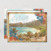 PixDezines hanauma bay/datum opslaan Aankondigingskaart (Voorkant / Achterkant)