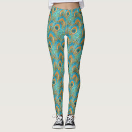 PixDezines Handdrawn H2 Pauw/Kobalt/Aquablauw Leggings