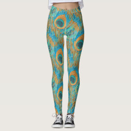 PixDezines Handdrawn H2 Pauw/Kobalt/Aquablauw Leggings
