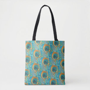 PixDezines Handdrawn H2 Pauw/Kobalt/Aquablauw Tote Bag
