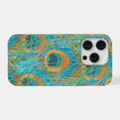 PixDezines Handdrawn H2 Peacock/Cobalt/Aqua Blue iPhone Hoesje (Achterkant horizontaal)