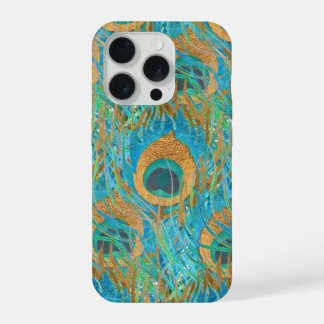 PixDezines Handdrawn H2 Peacock/Cobalt/Aqua Blue iPhone 15 Pro Case