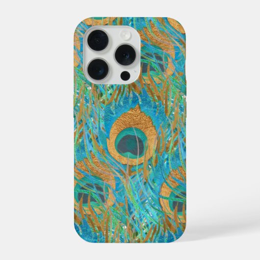 PixDezines Handdrawn H2 Peacock/Cobalt/Aqua Blue iPhone Hoesje (Achterkant)