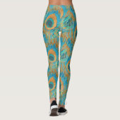 PixDezines Handdrawn H2 Peacock/Cobalt/Aqua Blue Leggings (Achterkant)