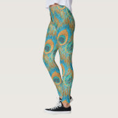 PixDezines Handdrawn H2 Peacock/Cobalt/Aqua Blue Leggings (Links)