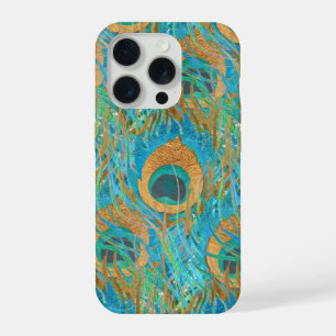 PixDezines Handgetekende H2 Pauw/Kobalt/Aquablauw iPhone 15 Pro Case