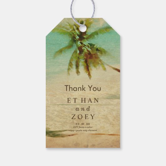 PixDezines  Hangende Palmbomen/Hawaï Cadeaulabel (Achterkant)