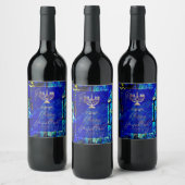 PixDezines Hanukkah Celebration, Glas in lood Art Wijn Etiket (Flessen)