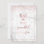 PixDezines Hanukkah Celebration, Roos Gold+Marble Kaart (Voorkant)