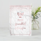 PixDezines Hanukkah Celebration, Roos Gold+Marble Kaart (Staand voorkant)