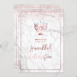 PixDezines Hanukkah Celebration, Roos Gold+Marble Kaart