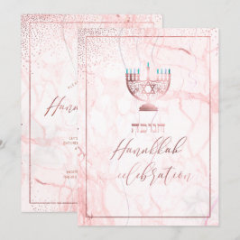 PixDezines Hanukkah Celebration, Roos Gold+Marble Kaart