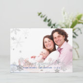 PixDezines Hanukkah/Faux Zilveren Sneeuwvlokken Feestdagenkaart (Staand voorkant)