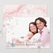 PixDezines Hanukkah/Roze Goud Sneeuwvlokken Feestdagenkaart (Voorkant / Achterkant)