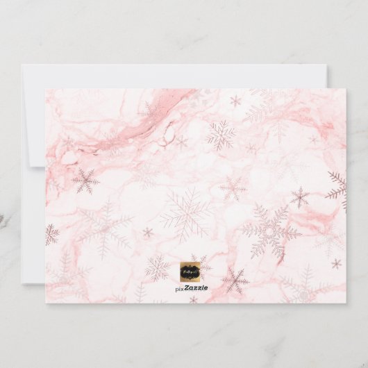 PixDezines Hanukkah/Roze Goud Sneeuwvlokken Feestdagenkaart (Achterkant)