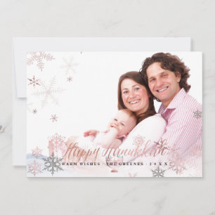 PixDezines Hanukkah/Roze Goud Sneeuwvlokken Feestdagenkaart
