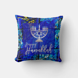PixDezines Happy Hanukkah|Glas in lood Kussen