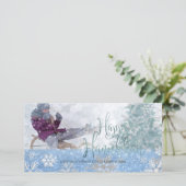 PixDezines Happy Hanukkah Snow Bokeh Feestdagenkaart (Staand voorkant)