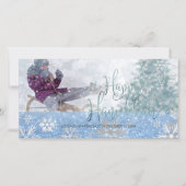 PixDezines Happy Hanukkah Snow Bokeh Feestdagenkaart (Voorkant)