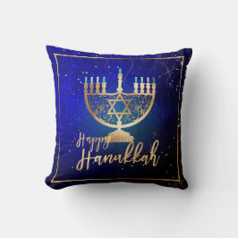 PixDezines Happy Hanukkah|Tempel Menorah Kussen