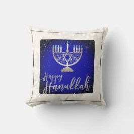 PixDezines Happy Hanukkah|Tempel Menorah Kussen