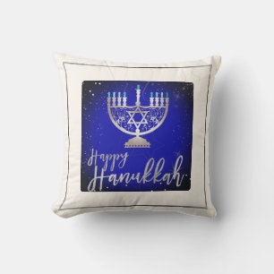 PixDezines Happy Hanukkah Tempel Menorah Kussen